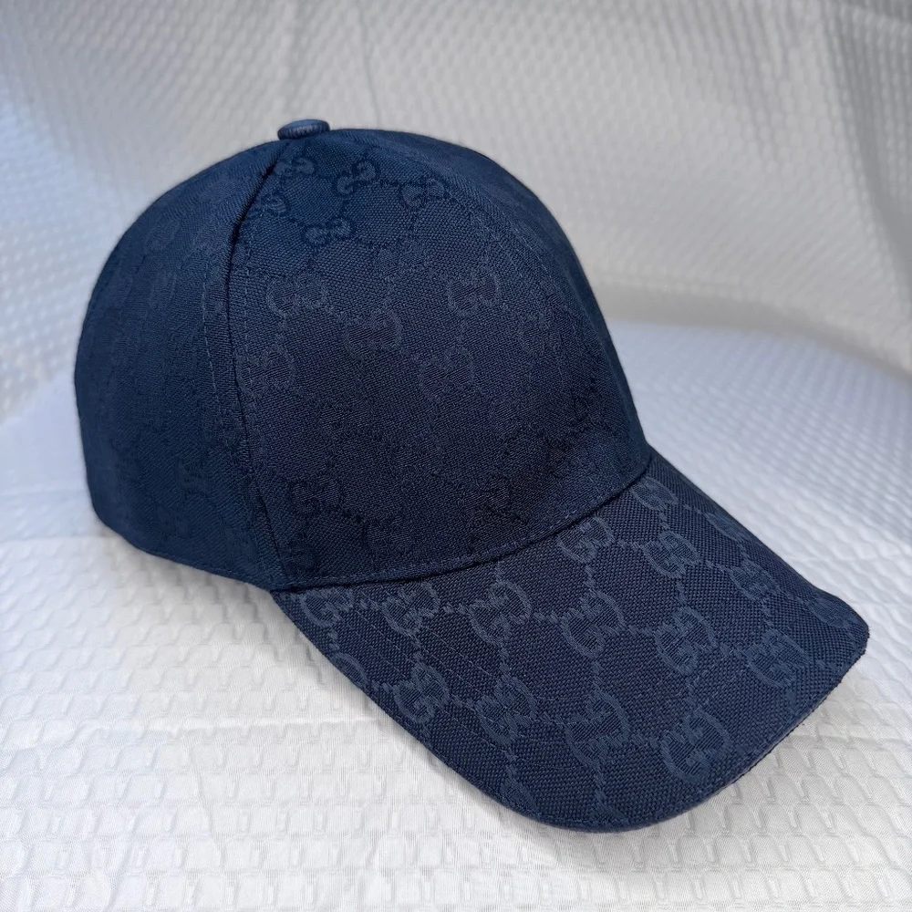 Navy double GG Monogram Baseball Cap NWT